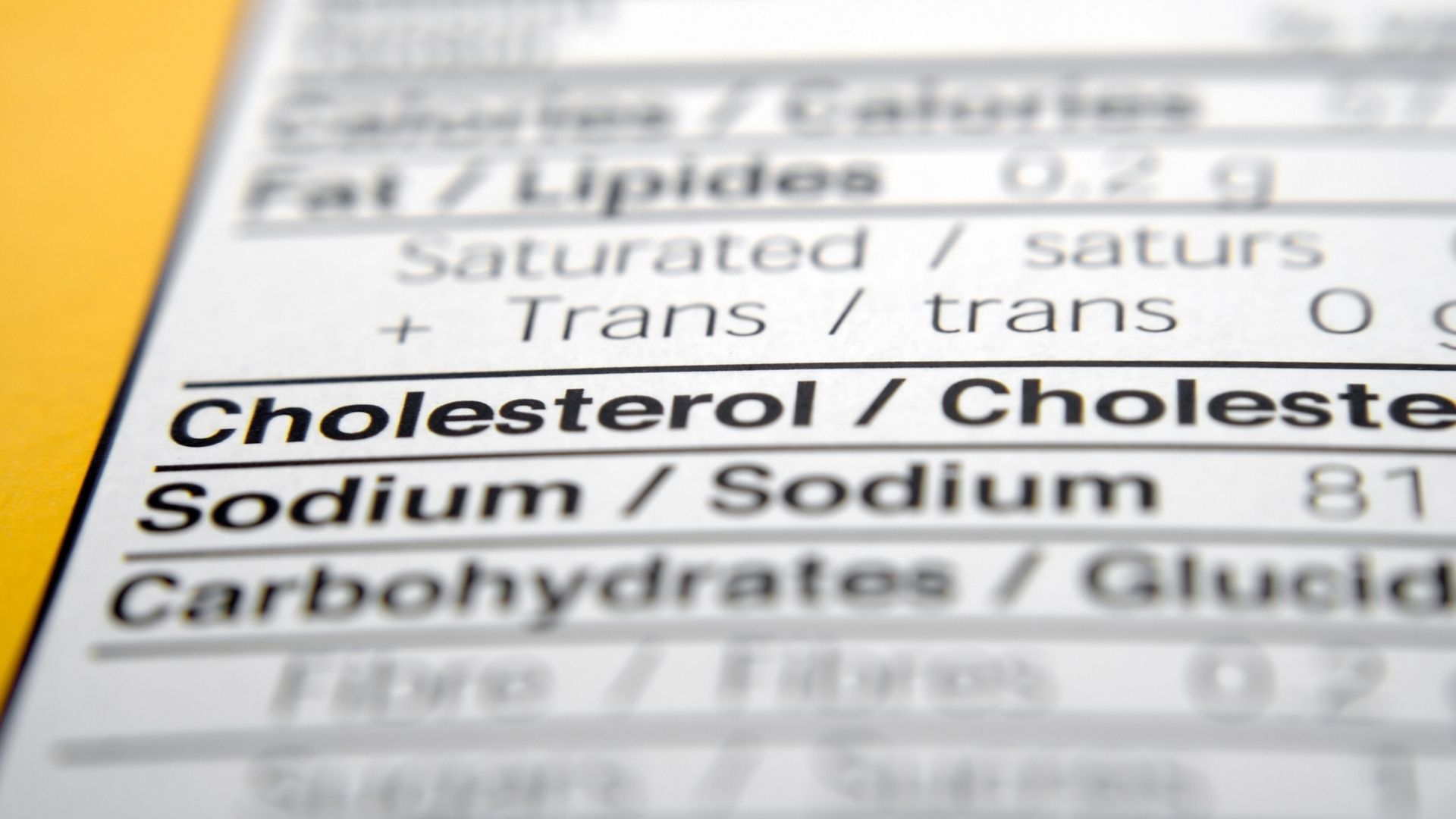 etichetta valori colesterolo per chi segue dieta